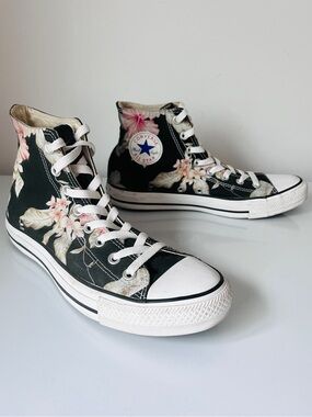Converse Chuck Taylor All Star Floral High Top Sneakers Black Women's 10.5